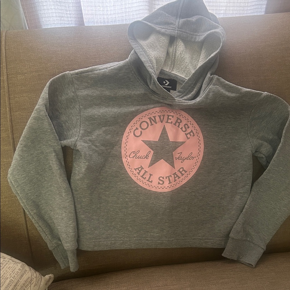 Converse Gray Hoodie with Pink All Star Logo